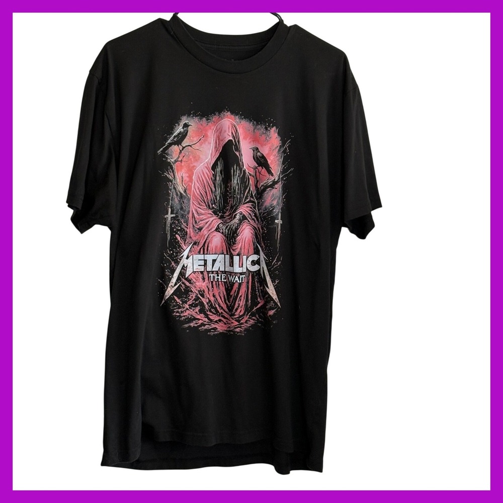 Fresh Clean Threads Metallica The Wait Graphic T-Shirt Black XL Mens SS